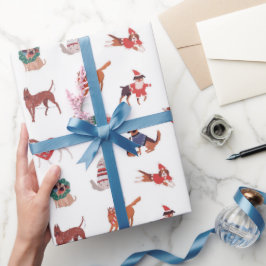 Papel De Presente Padrão moderno dos cães de Natal
