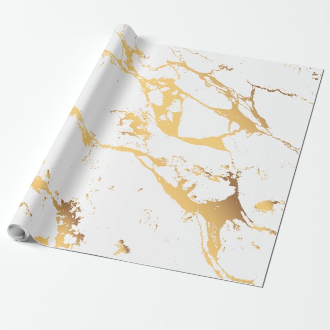 Papel De Presente Padrão Moderno Dourado abstrato Faux (Desenrolado)