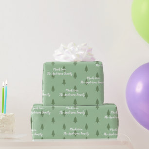 Papel De Presente Padrão Moderno Simples da Árvore Verde Pine Seu No