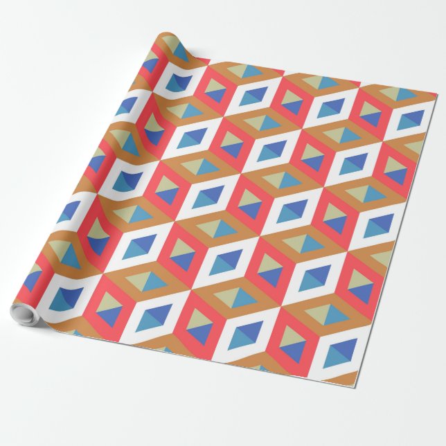 Papel De Presente Padrão Mosaico dos Hexágonos Decorativos #4 (Desenrolado)