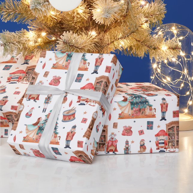 Papel De Presente Padrão natalício com bolachas e árvores (Feriados)