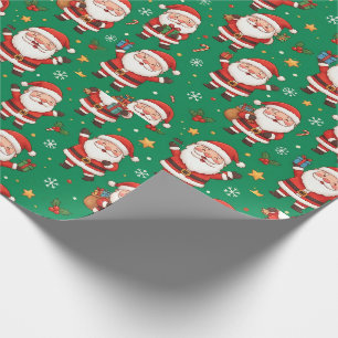 Papel De Presente Padrão Natalino do Papai Noel Fofo