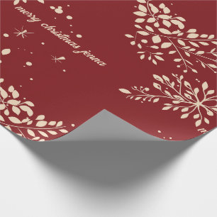 Papel De Presente Padrão Natalino Floral Vermelho