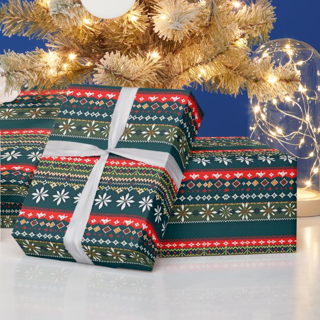 Papel De Presente padrão natalino nórdico (Feriados)