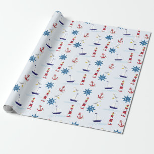 Papel De Presente Padrão Náutico Arte Náutica Arte Náutica Des