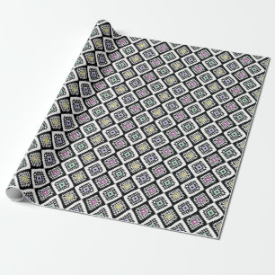 Papel De Presente Padrão Navajo Tribal Branco Negro