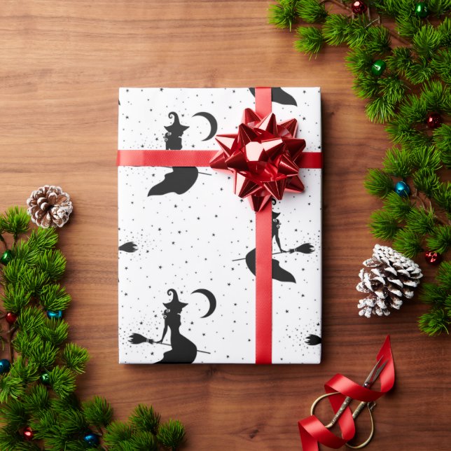 Papel De Presente Padrão Original de Bruxa de Halloween (Presente de Natal)