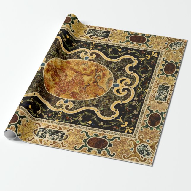 Papel De Presente Padrão Ornamental Antiquado De Gemstone Italiano (Desenrolado)