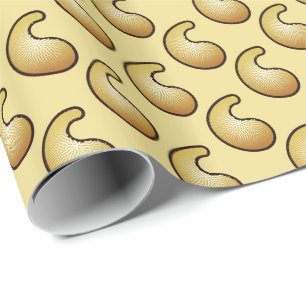Papel De Presente padrão paisley Dourado