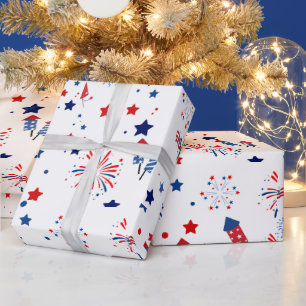 Papel De Presente Padrão Patriótico Adorável do Dia 4 de Julho
