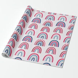 Papel De Presente Padrão Patriótico do Arco-Íris