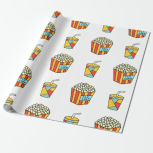 Papel De Presente Padrão perfeito brilhante com comida para ver o m