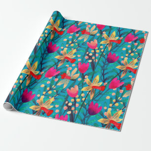Papel De Presente Padrão perfeito de aquarela brilhante com belo