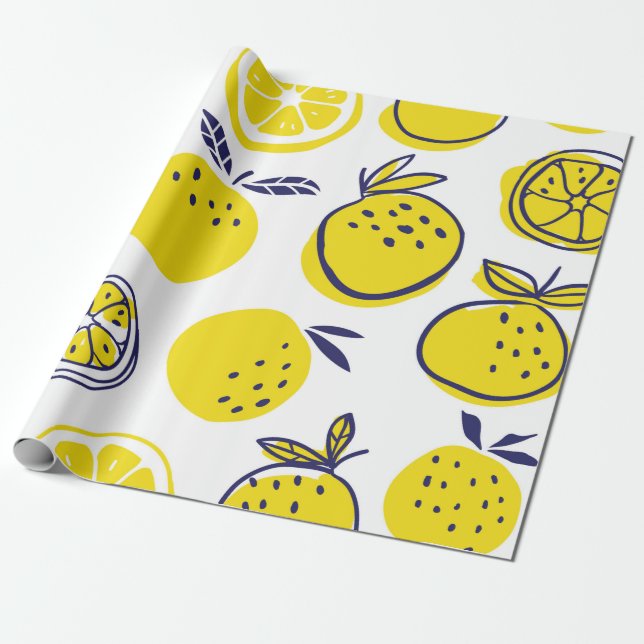 Papel De Presente Padrão perfeito de frutas de laranjas (Desenrolado)