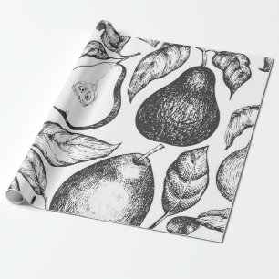 Papel De Presente Padrão perfeito de pera. Jardim de colheita desenh