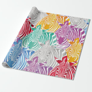 Papel De Presente Padrão perfeito de zebra colorida. Textu de animai