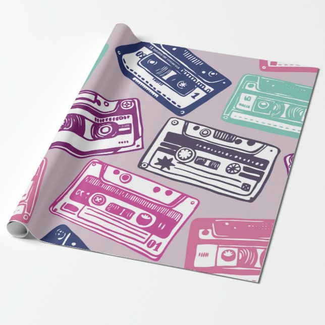 Papel De Presente padrão perfeito desenhado manualmente com áudio an (Desenrolado)