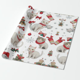 Papel De Presente Padrão perfeito para gatos Vibes de Natal