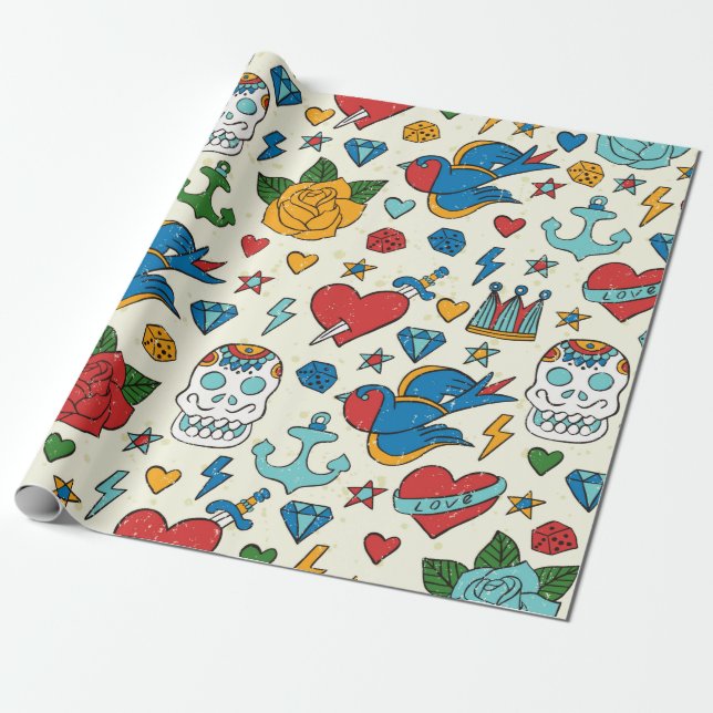 Papel De Presente Padrão perfeito para tatuagem.  (Desenrolado)