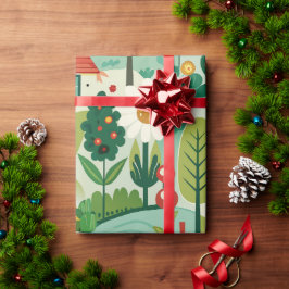 Papel De Presente Padrão Personalizado de Retro do Jardim primavera