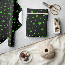 Papel De Presente Padrão Personalizado de trevos verdes com pérola
