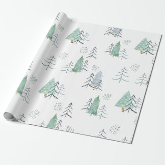 Papel De Presente Padrão pintado à mão na árvore escandinava de inve