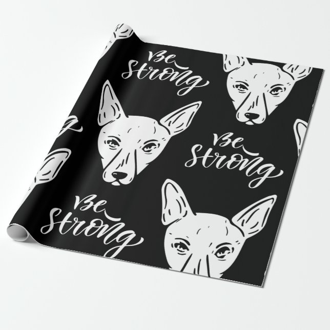 Papel De Presente Padrão Põe Cachorros Fortes Ao Longo (Desenrolado)