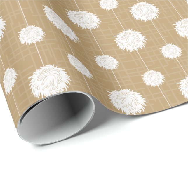 Papel De Presente Padrão Pom Do Cheerleader Dourado (Ponta do rolo)