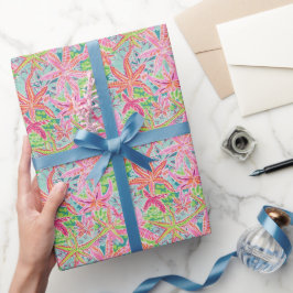 Papel De Presente Padrão Preppy Palm Beach Ocean Starfish
