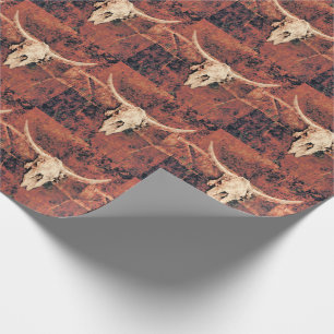 Papel De Presente Padrão Preto Castanho-Castanho Ocidental do Bull