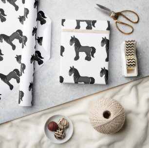 Papel De Presente Padrão Preto de Cavalo de Xarope Vanner Clydesdale