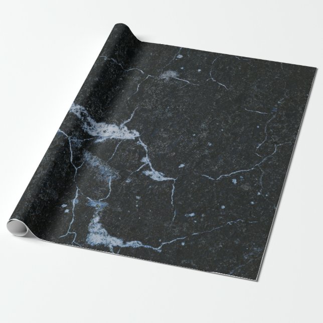 Papel De Presente Padrão Preto de Pedra Marble (Desenrolado)