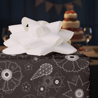Papel De Presente Padrão Preto e Branco Contemporâneo Sutil