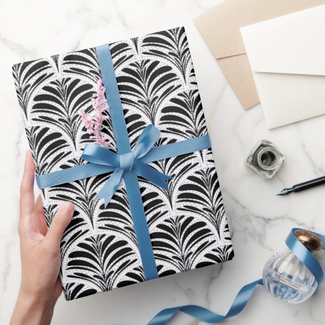 Papel De Presente Padrão preto e branco da arte moderna (Presentear)