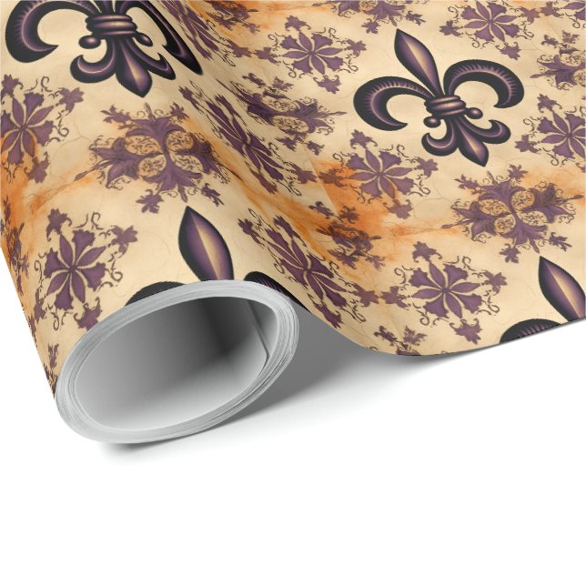 Papel De Presente Padrão Preto e Laranja Elegante (Ponta do rolo)