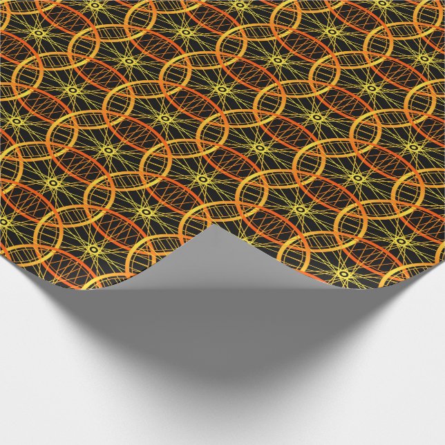 Papel De Presente Padrão preto laranja da roda de bicicleta (Ponta)