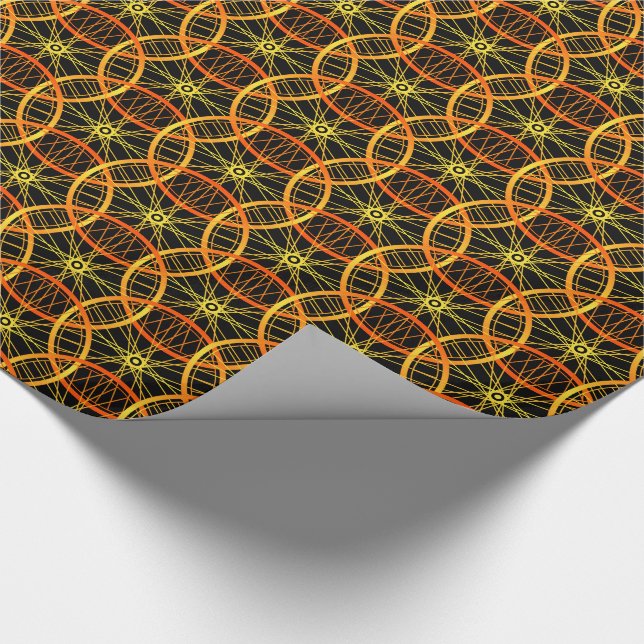 Papel De Presente Padrão preto laranja da roda de bicicleta (Ponta)