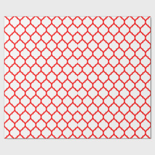 Papel De Presente Padrão Quatrefoil Marroquino Vermelho Elegante