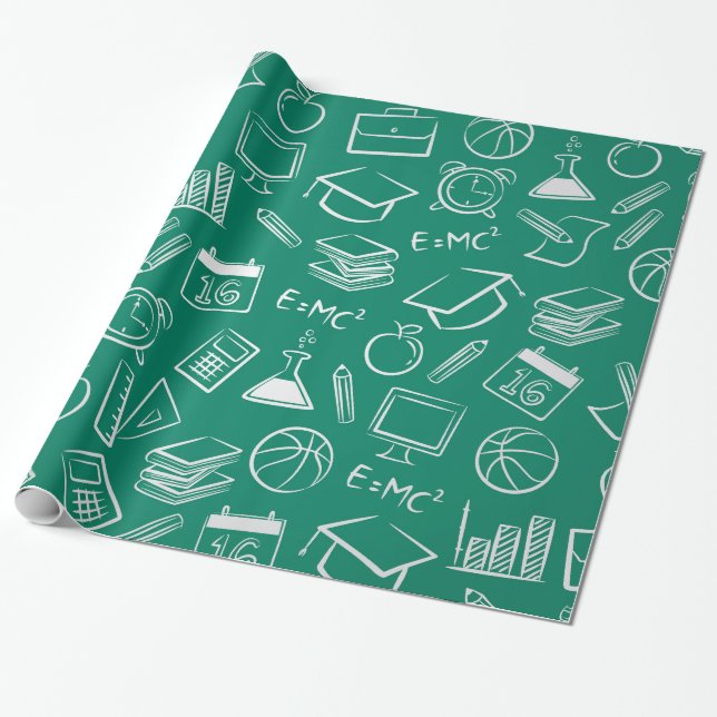Papel De Presente Padrão químico escolar (Desenrolado)
