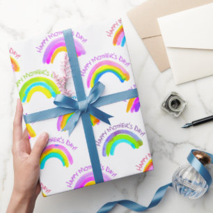 Papel De Presente Padrão Rainbow Dia de as mães Feliz