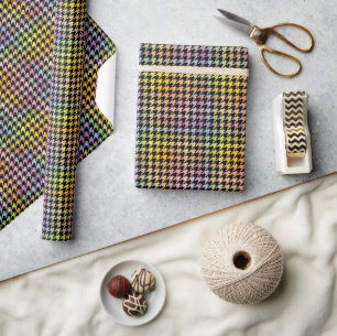 Papel De Presente Padrão Rainbow Houndstooth