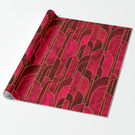 Papel De Presente Padrão Real de Arte Vermelha e Dourada
