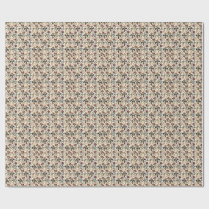 Papel De Presente Padrão Real de Fleur-de-Lis e Rosas Barrocas Vinta