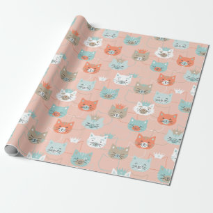 Papel De Presente Padrão Real de Gatos