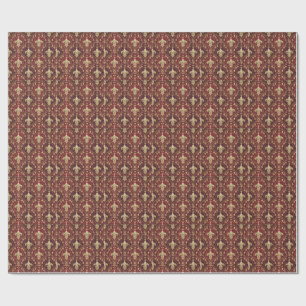 Papel De Presente Padrão Real de Veludo Vermelho com Flor-de-lis Dou