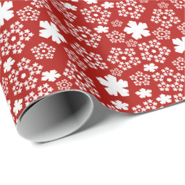 Papel De Presente Padrão Red & White Star & Snowflake