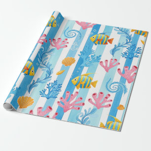 Papel De Presente Padrão Retro Náutico de Aquarela (11)