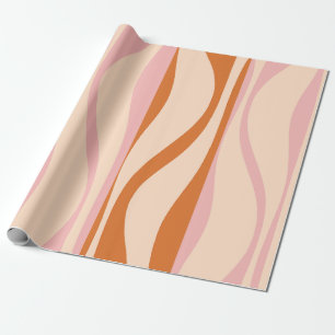 Papel De Presente Padrão Retroativo Cor-de-rosa Ogee Moderno do meio