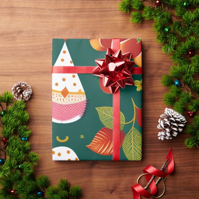 Papel De Presente Padrão Retroativo dos Brinquedos de Natal do Papai (Presente de Natal)