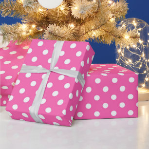 Papel De Presente Padrão Rosa de Bolinhas de Conscientização do Cânc